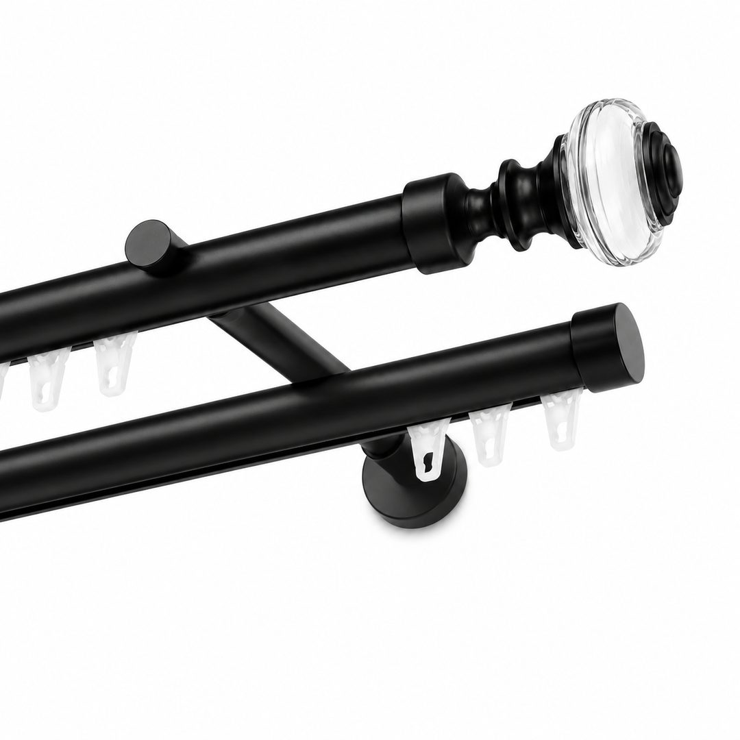 Crystal Urn 28/20mm Double Rod &amp; Finial Set