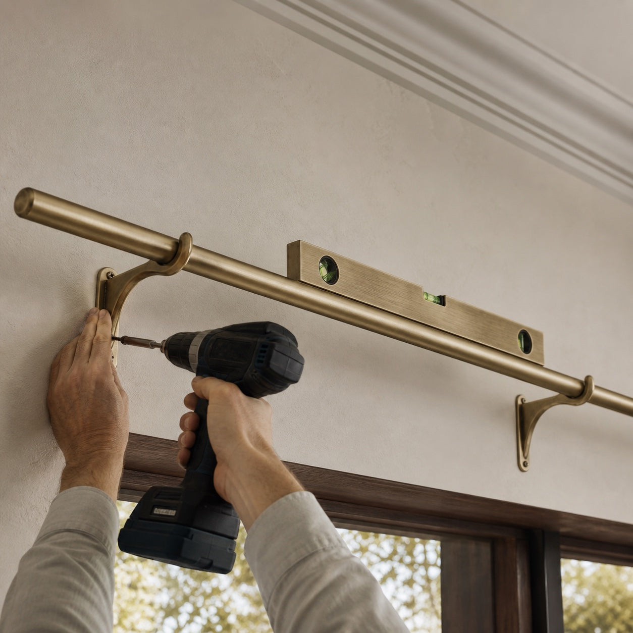 Install the brackets or track firmly and level.